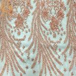 Graceful Design 15 Yards African Beaded Lace Fabric For Dress Decoration