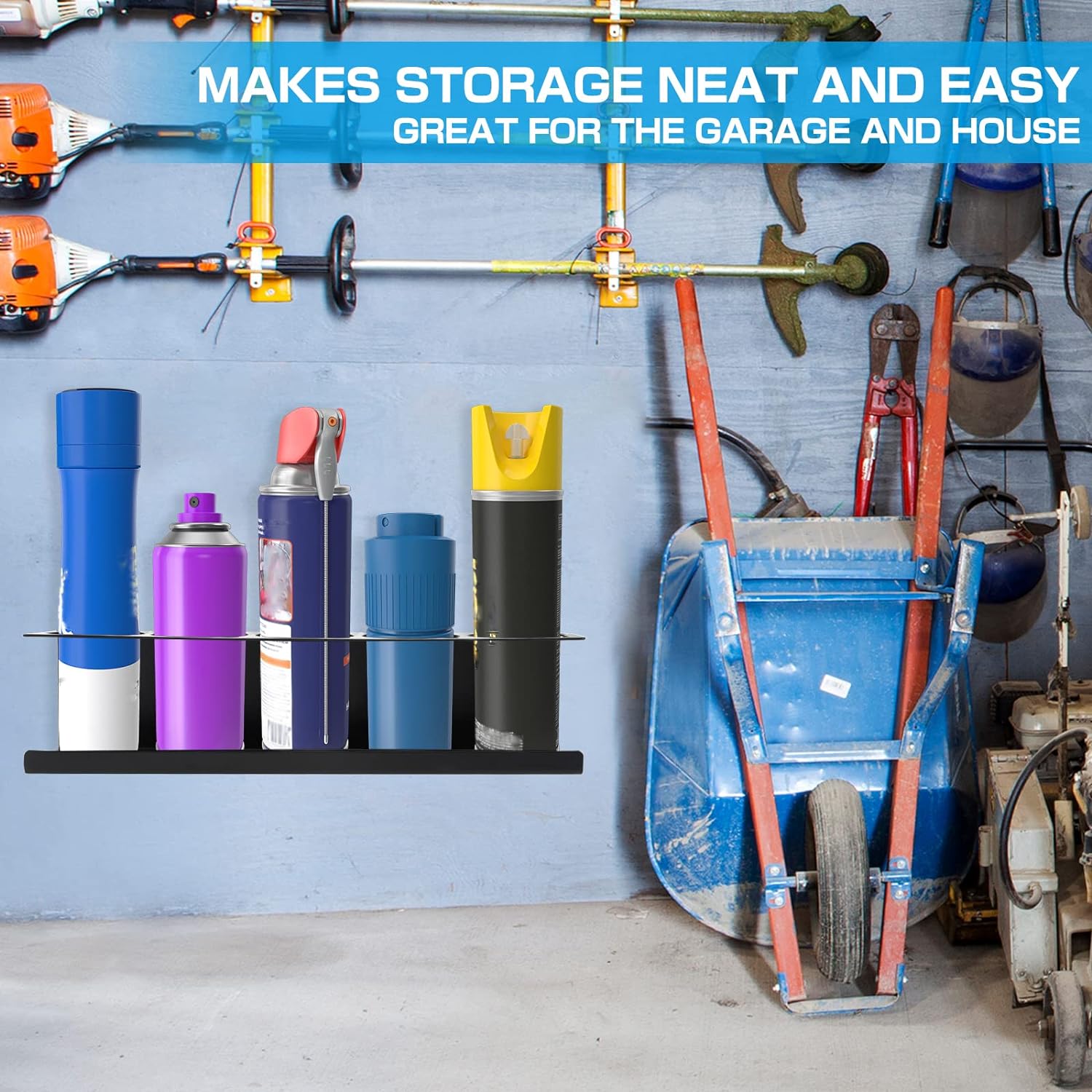 Wall Mounted Heavy-Duty Steel Storage Rack for Garage and Workspace 33.6cm x 10cm x 9cm