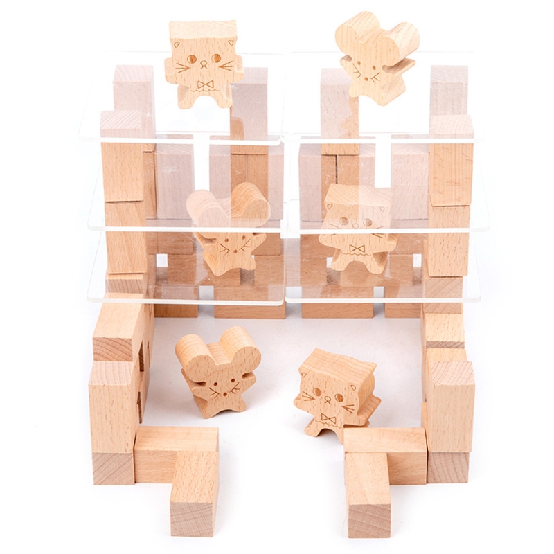 Children'S Stacked Solid Pine Wooden Building Block