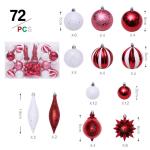 72PCS 8cm Shatterproof Christmas Tree Ball Ornaments Shiny Matte Glitter