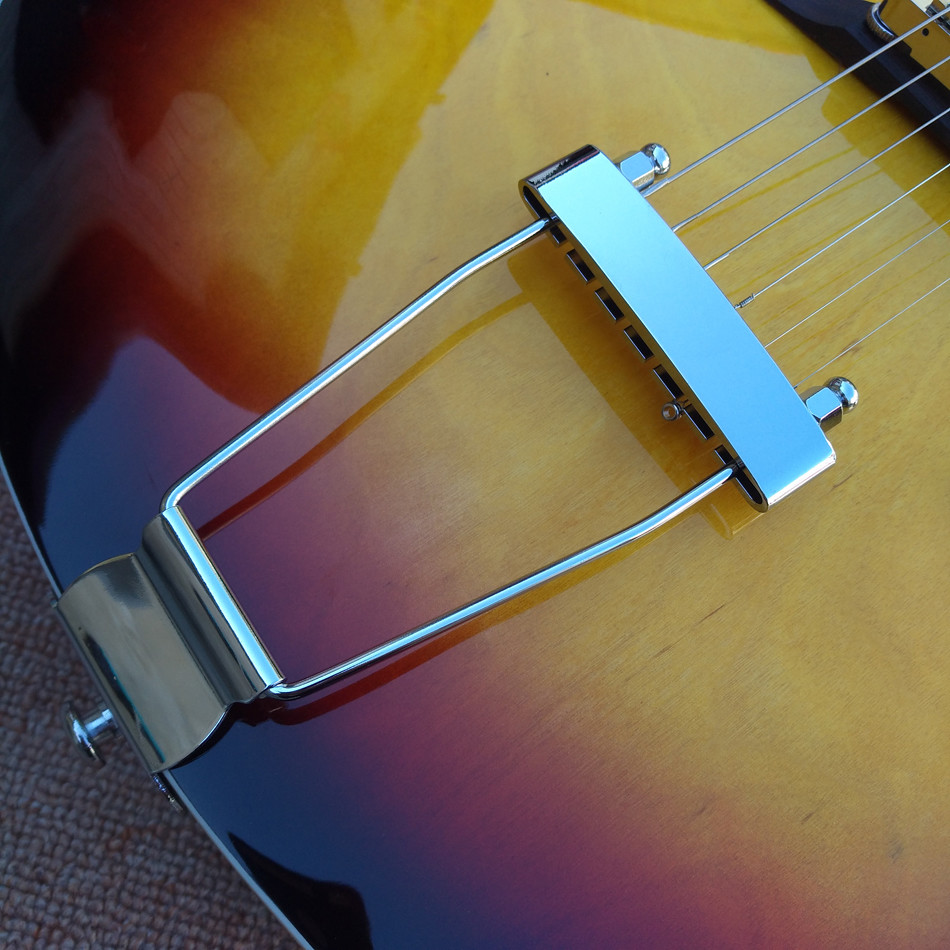 New style high quality custom L-5 Jazz electric guitar, one piece of P90 pickup hollow body jazz electric guitar, free s