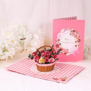 Quality Flower Gift 3d Christmas Cards , Recyclable 3d Pop Up Cards wholesale