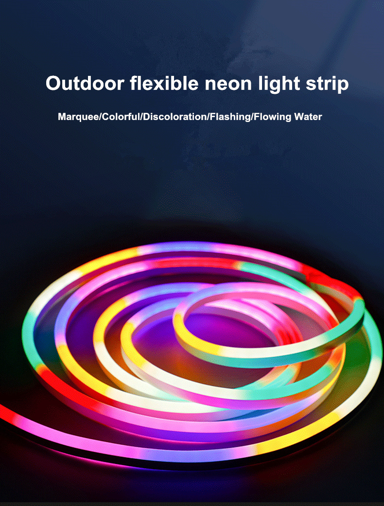 Outdoor IP67 12V 6*12MM Marquee Flowing Water Silicone Strip Lights Colorful Flexible Neon Light Strip