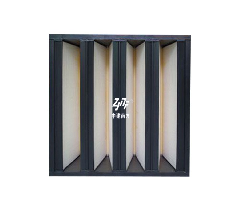 Activated Carbon V Bank Laminar Flow Air Filter H13 H14 HEPA Mini Pleated For Cleanroom