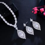 Wholesale Jewelry Set CZ Pendant Necklace Crystal Cubic Zircon Necklace Earrings