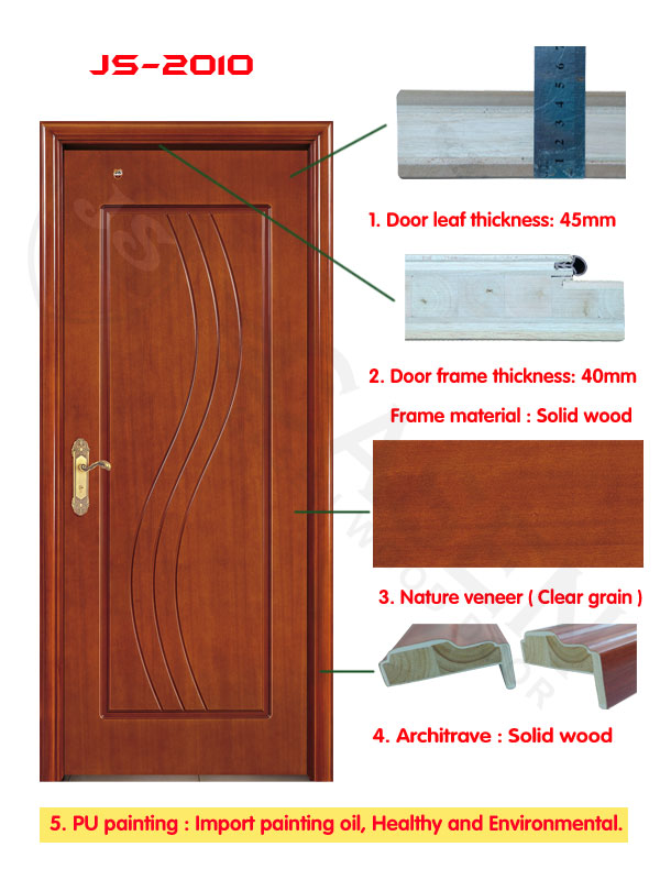 Mahogany Exterior MDF Wood Doors 45mm Thick Medium Density Fiberboard Door