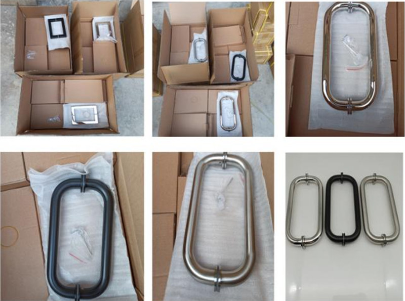 Hotel Round Tube Shower Door Glass Handle Seven And L Shaped High Strength
