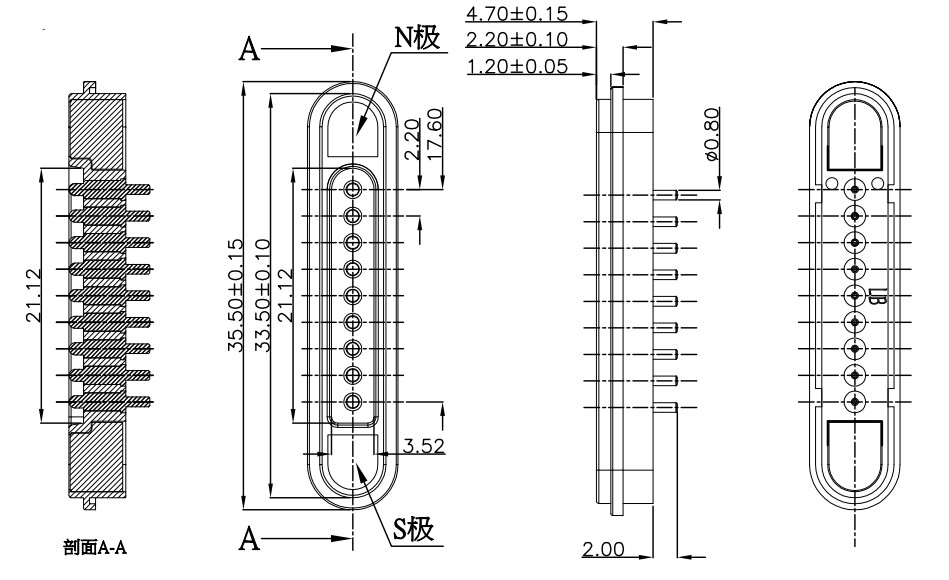 3A Magnetic Connectors Male And Female Pogo Magnetic Connector Right Angle