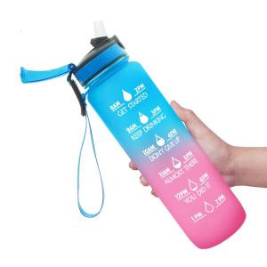 Quality Sublimation Tritan Plastic Motivational Water Bottle With Silicone Straw Unisex wholesale