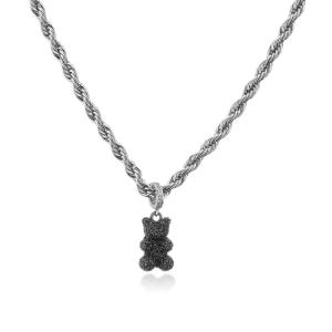 Quality Custom 925 Sterling Silver Teddy Bear Necklace Classic Zircon Pendant Necklace wholesale