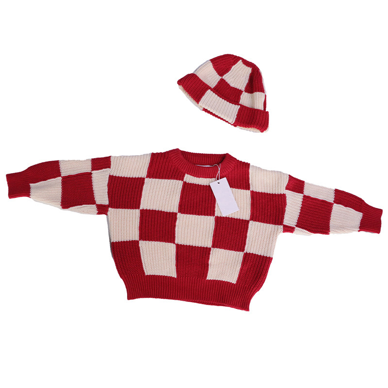 2PCS Custom Made Sweaters With Beanie Cozy Puff Sleeve Sweater 100% Cotton Knit Wear For Little Girls