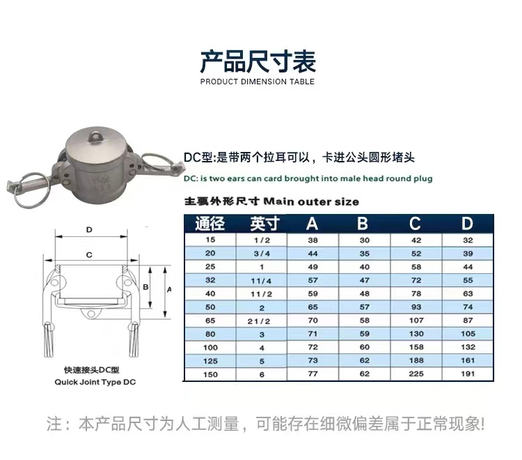 Stainless Steel 304 316 Camlock Quick Connectors for Water Gas Oil NPT BSP 1/4"-4" WZ