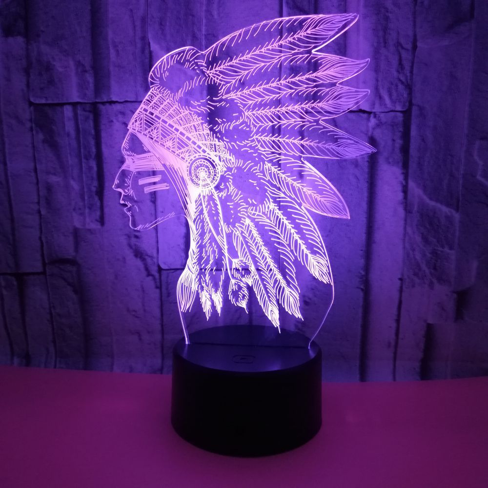 Africa Chieftain 3D night Lights Colorful Touch LED Vision Gifts Decorative Characters table lamp