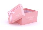 Square Shape Pink Present Box , Logo Packaging Boxes Paperboard Material