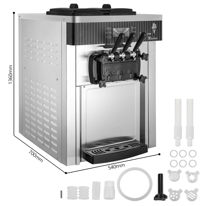 Ice Cream Machine 20-28L/H Countertop Soft Serve Ice Cream Machine Commercial Icecream Maker Ice Cream Making Machine with Factory Price 6 Quart