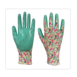 Quality Small Hands Green Nitrile Dipping Protective Gardening Gloves wholesale
