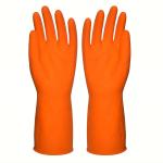 Orange Color Cotton Flocklined Kitchen Rubber Gloves garderning Use Natural
