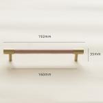 5 Inch Real Leather Handles Cabinet Brass T Bar Pulls Pink Single Hole Knobs