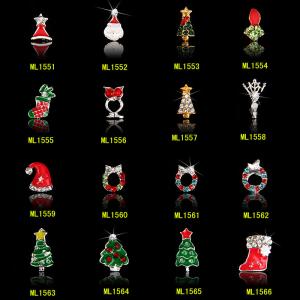 Quality 3D Christmas nail art decorations tools alloy jewelry nail glitter rhinestone ML1551-1566 wholesale