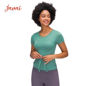 Quality 270gsm Women Yoga Tops Exercise Women Gym Shirts Twist Front wholesale