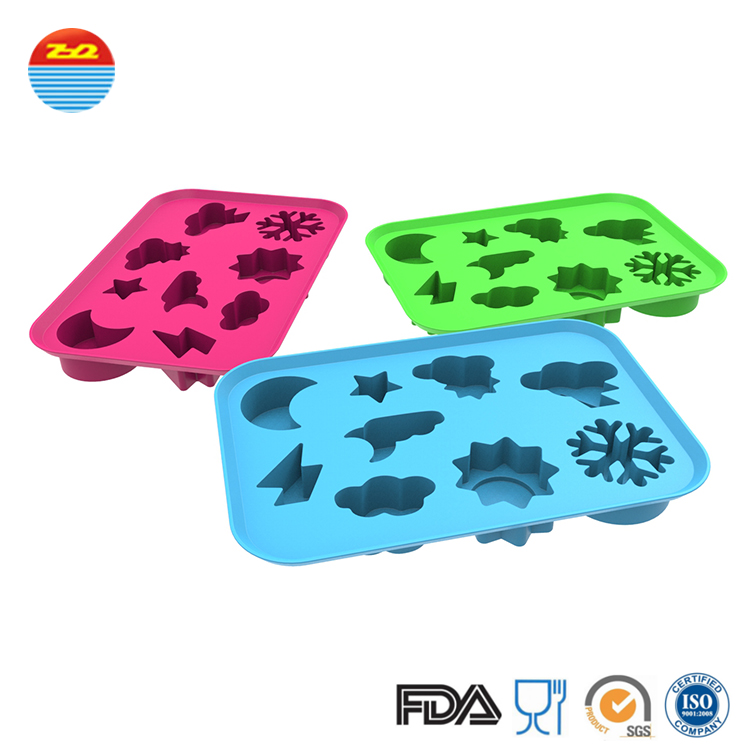 2018 new Novelty Christmas Weather Icons Cloudy Snowflake Lightning Dark Cloud Moon Star Sun Shape Ice Silicone Mold