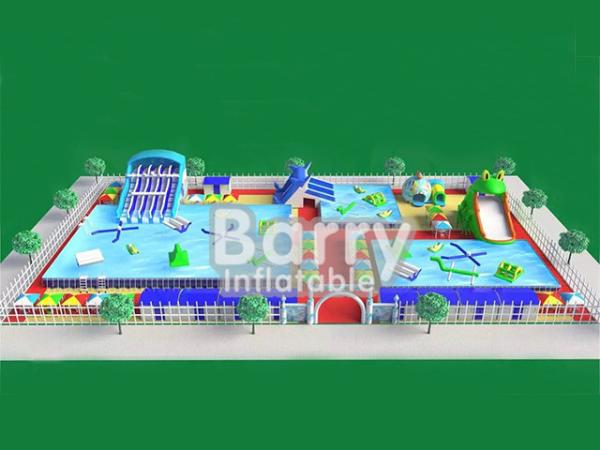 Commercial inflatable water park equipment , metal frame inflatable amusement