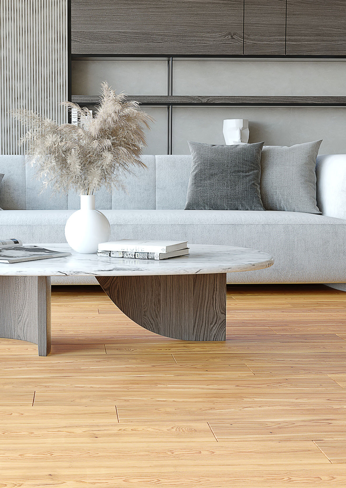 Eco Friendly Anti Fire Vinyl SPC Flooring Rustic Pine Grain Stone GL-W7207-1