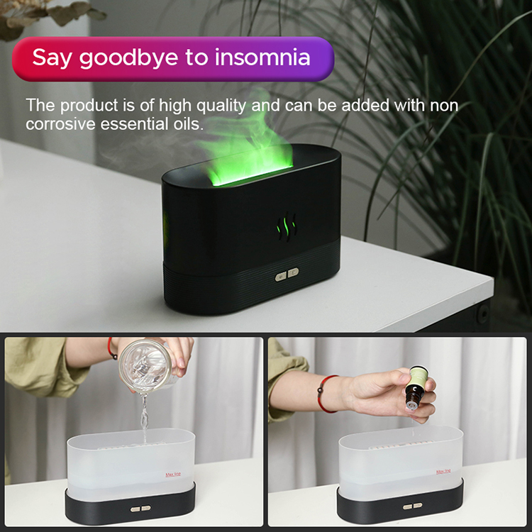 RGB light Color Change USB Flame Humidifier Led Essential Oil Fire Flame Smart Aroma Diffuser For Bedroom Home Office