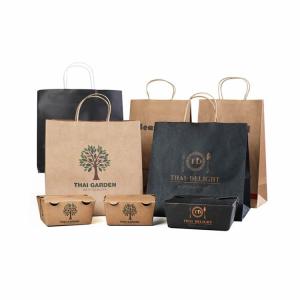 Quality Food Grade Handle Fast Food Kraft Paper Bag FSC Certified wholesale