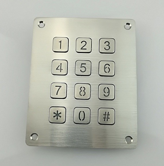 IP65 6X2 Layout numeric Metal dome Keypad With 12 flat key buttons for door lock system