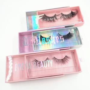 Quality Holographic Paper Flip Top Eyelash Magnetic Box With Ribbon Handle wholesale