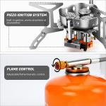 6800W Windproof Camp Stove Camping Gas Stove with Fuel Canister Adapter, Piezo