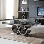 130x70x45cm Black Glass Top Coffee Table For Living Room Long Lasting Wear