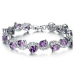 Women Platinum Plated Purple Cubic Zirconia Bracelet Wedding Jewelry(JDS924PURPL