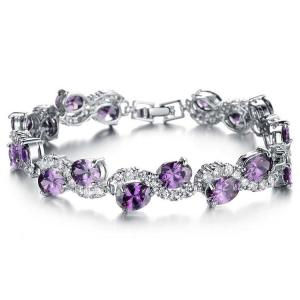 Quality Women Platinum Plated Purple Cubic Zirconia Bracelet Wedding Jewelry(JDS924PURPLE) wholesale