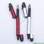 two head pen,highlighter+ball pen, two tip plastic gift pen