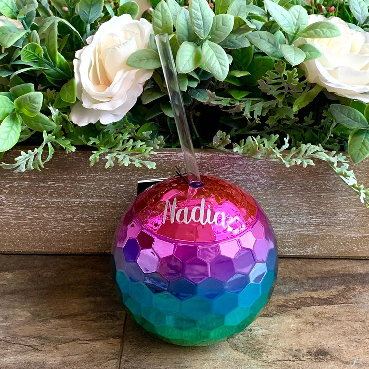 Party Decor 1970s Disco Ball Tumbler Cup Party Sipper Cups With Straw