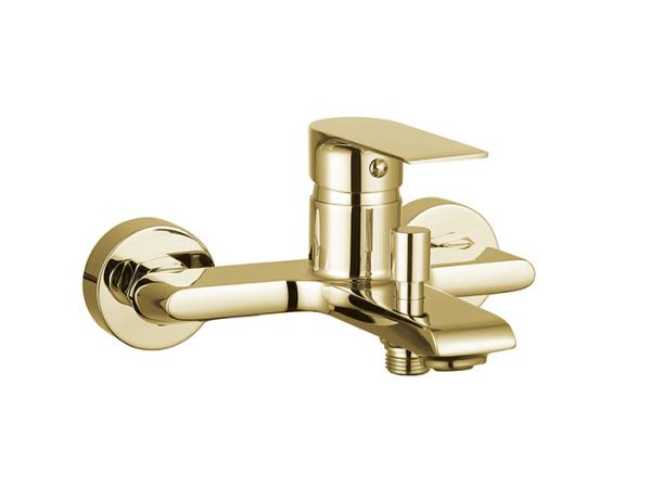 Single lever bath or shower mixer bathroom golden color brass tap faucet cold