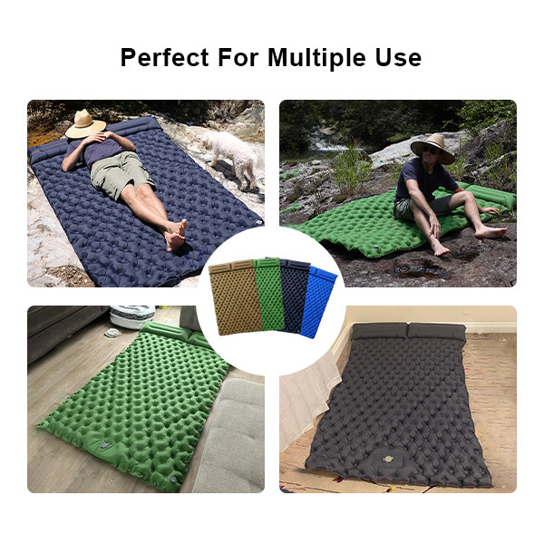 Double Camping Pad For Sleeping Backpacking Sleeping Mat With Pillow