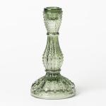 Green Color Glass Candle Holder Taper Candlestick Machine Made