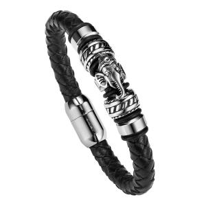 Quality Custom stainless steel jewelry fashion mens leather bracelet/charm bracelet jewelry wholesale