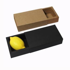 Quality Rectangular Black 2mm Kraft Paper Drawer Box Silk Screen Printing wholesale