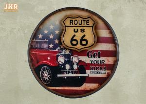 Quality Route US 66 Wooden Wall Plaques Round Wood Wall Hanging Signs Antique Pub Sign wholesale