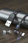 540° rotation USB magnetic cable nylon braided 3 in 1 magnetic cable fast