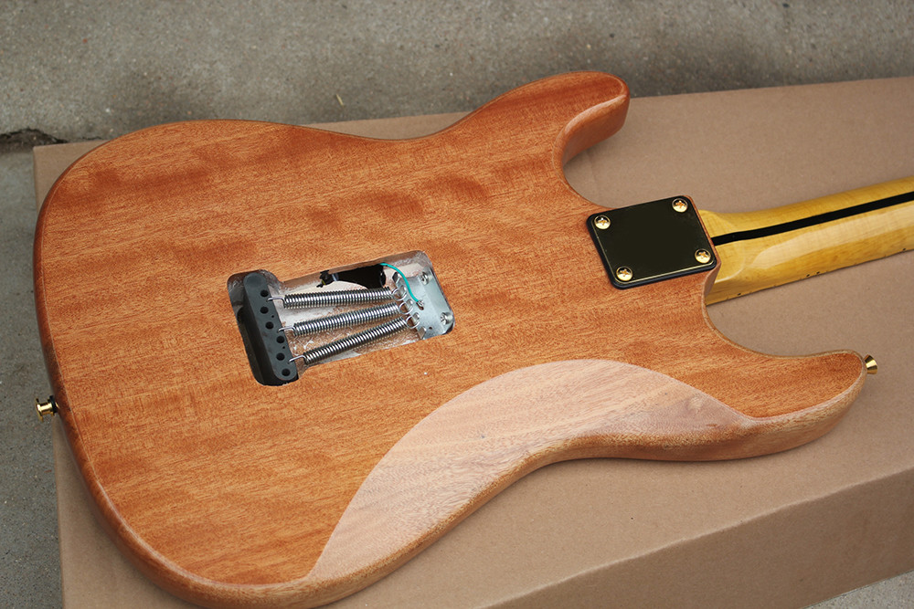 Custom Natural Wood Color Electric Guitar with SSS Pickups,Acrylic Pickguard,Scalloped Neck