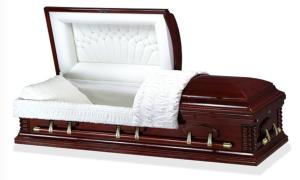 Quality Solid Alder Wooden Caskets High Gloss Sangria Finishing Large Inner Space wholesale