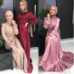 Small Quantity Clothing Factory Dubai Women'S Long Sleeve Satin Maxi Dress With