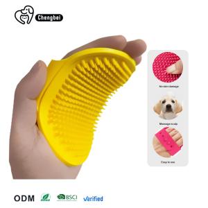 Quality Portable Yellow Puppy Bath Brush TPR Bath And Brush Dog Grooming wholesale