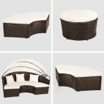 Round Outdoor Rattan Daybed Wicker Garden Daybed With Big Sunshade