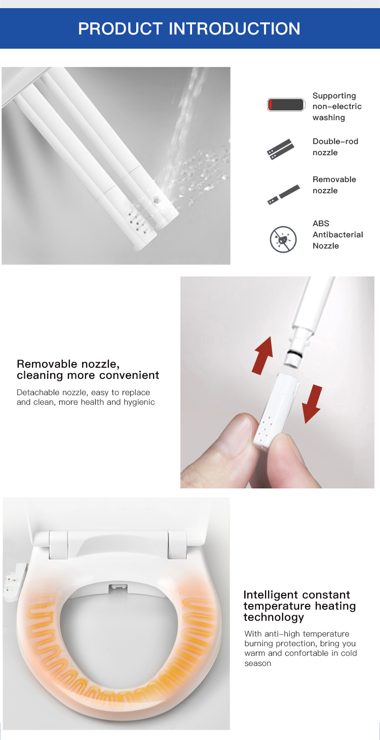 Korean style U shape electric smart toilet bidet plastic wc toilet cover seat
